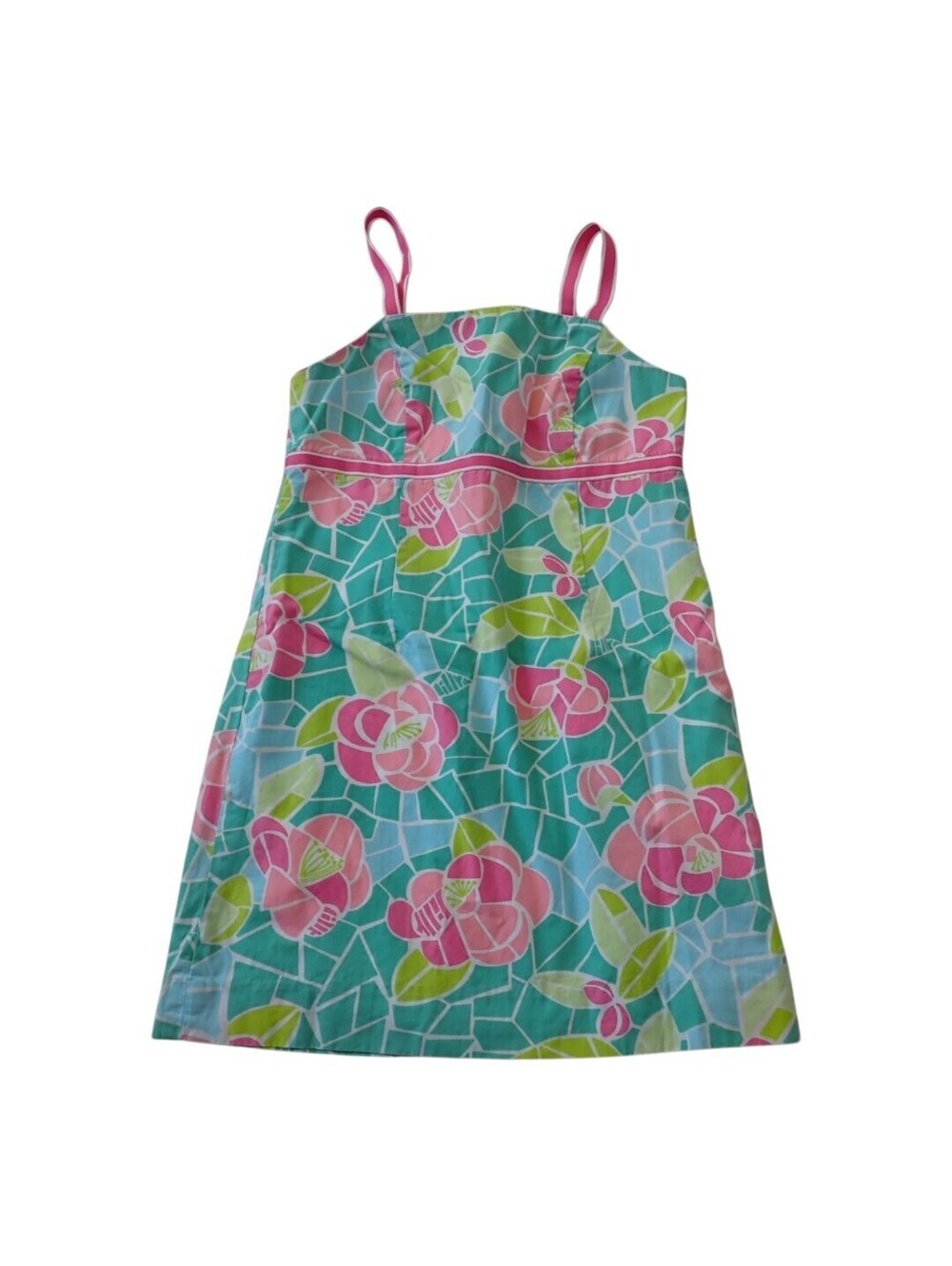 Lilly Pulitzer Floral Cote D’Azur Mosaic Roses Dress Girls 7 Sundress Cotton